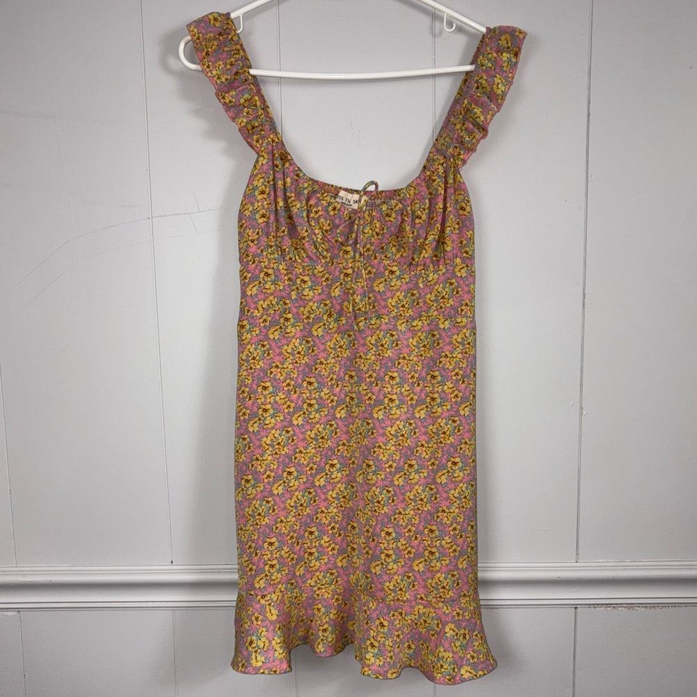 Kiss the Sky Off Shoulder Floral Mini Dress Size Large Cottagecore Garden Party